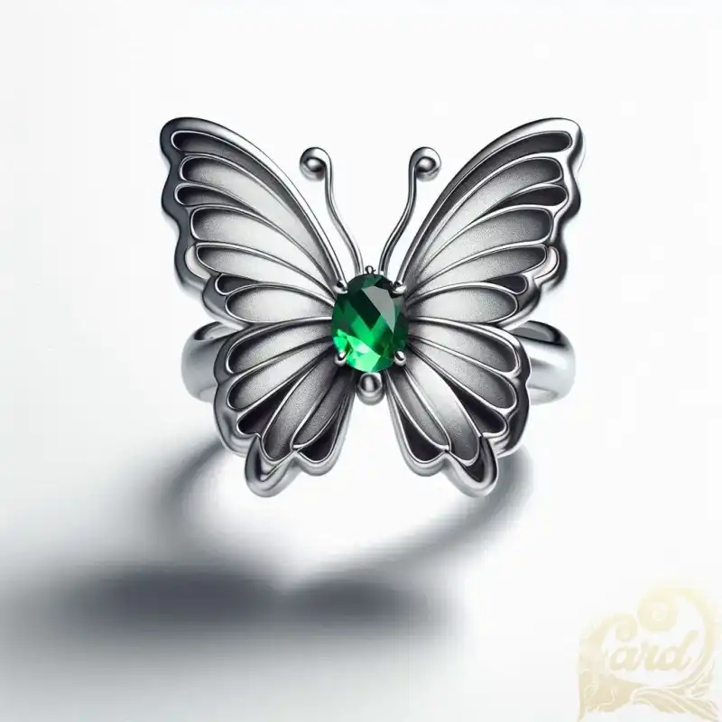 Green Gem Butterfly Ring