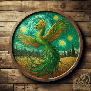 Green phoenix painting