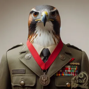 Hawk in Military Uniform