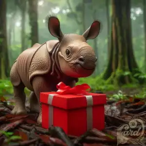 Javanese Rhinos with Red Gift 