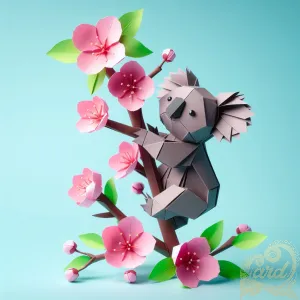 Joyful Origami Koala Scene