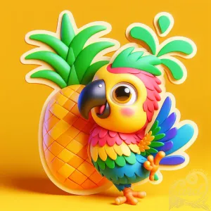 Joyful Parrot Pineapple Sticker