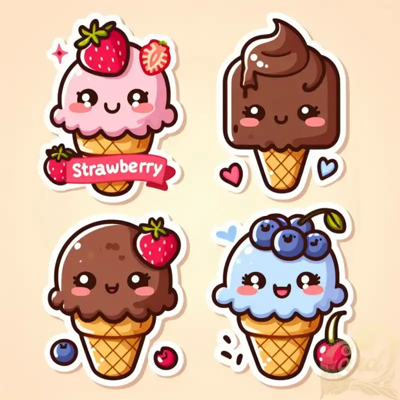 kawaii ice cream sticker