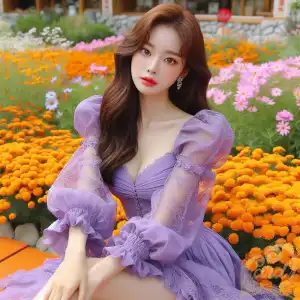 korean purple dress