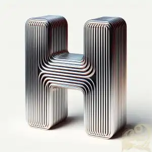 Letter H in chrome metal