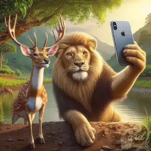 Lion and deer selfie