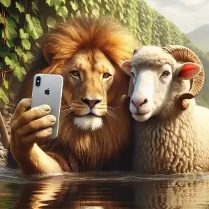 Lion and Sheep selfie