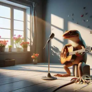Lizard playing guitar