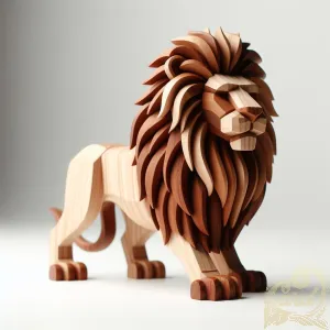 Majestic Wooden Lion
