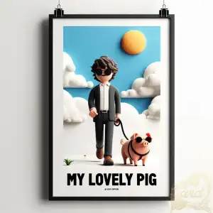 Man with a pig poster