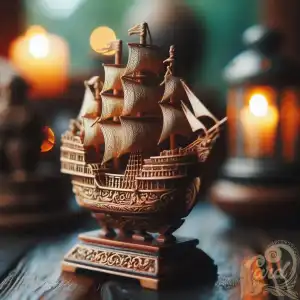 mini carved wooden boat