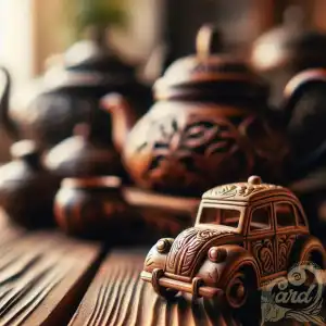 mini carved wooden car