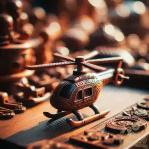 mini carved wooden helicopter