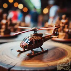 mini carved wooden helicopter