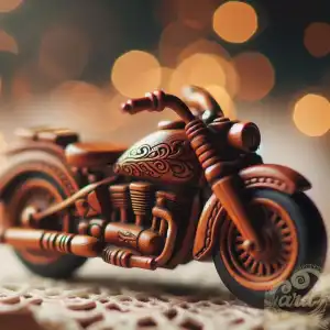 mini carved wooden motorcycle