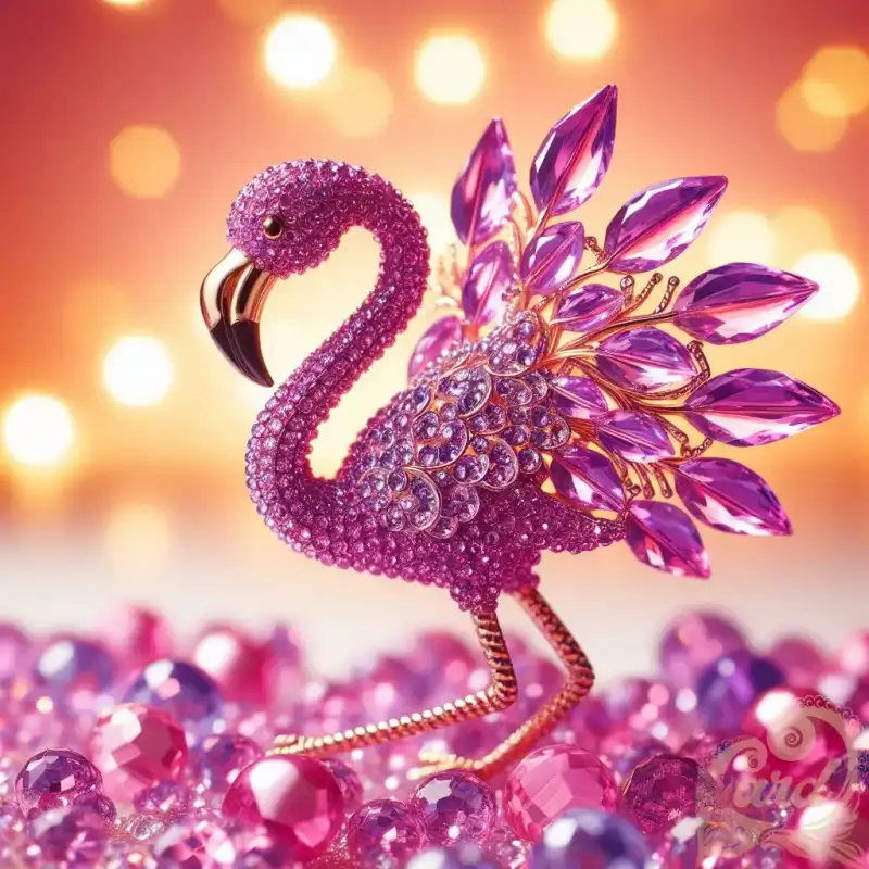 mini purple crystal flamingo