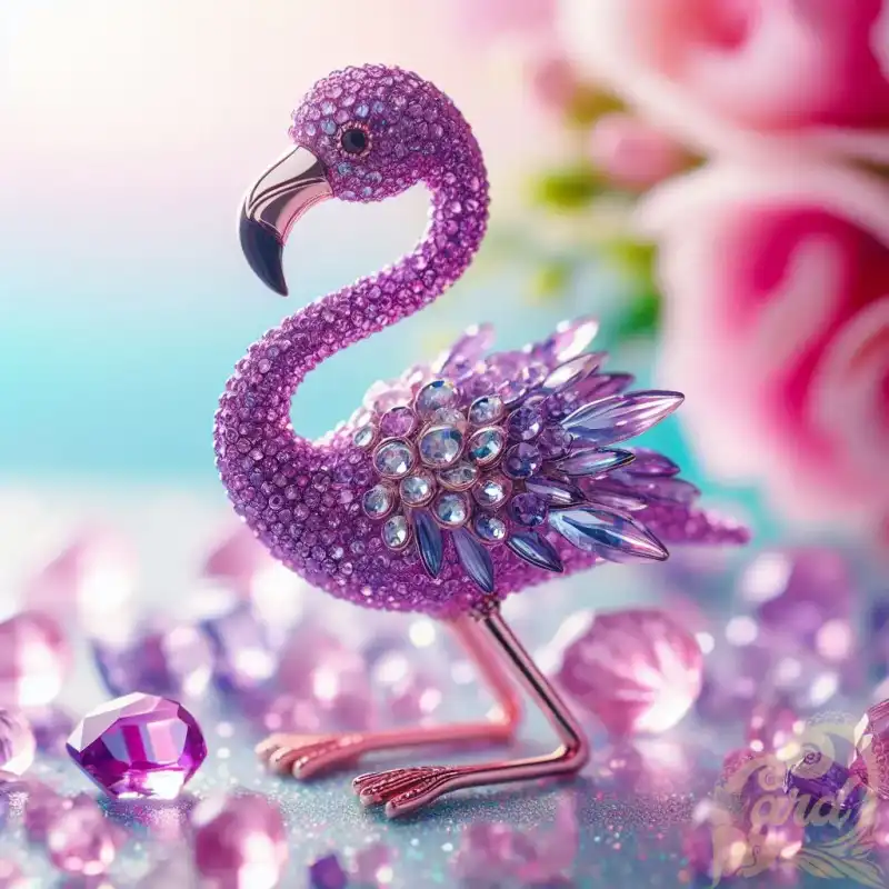 mini purple crystal flamingo