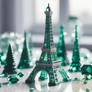miniature green eiffel tower