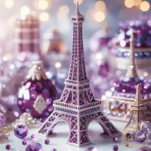miniature purple eiffel tower
