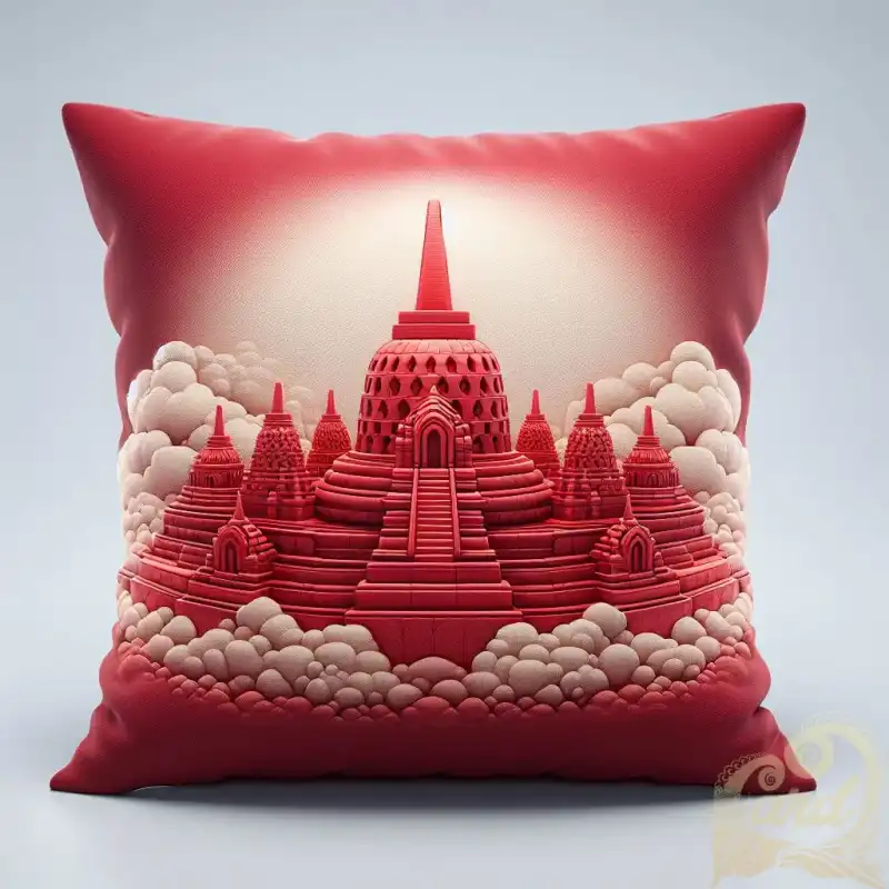 on the 3D pillow borobudur