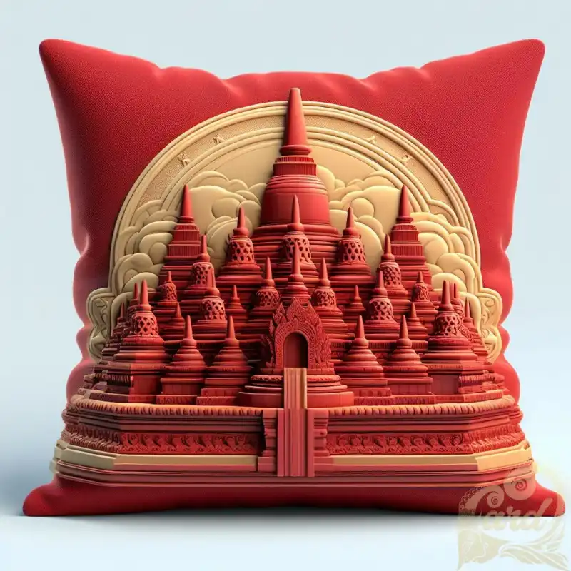 on the 3D pillow borobudur