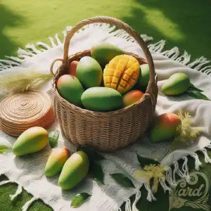 one basket of mangoes