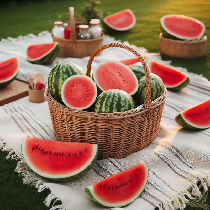 one basket of watermelons