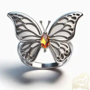 Orange Gem Butterfly Ring