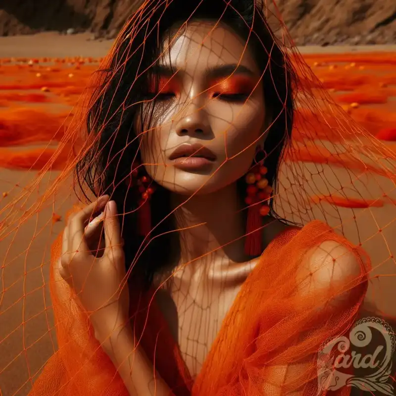 orangee netting dress
