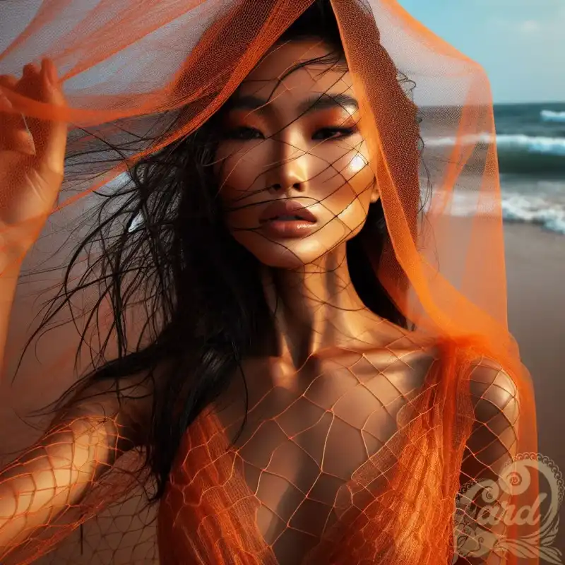 orangee netting dress