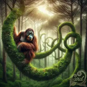 Orangutan at Pine Tree