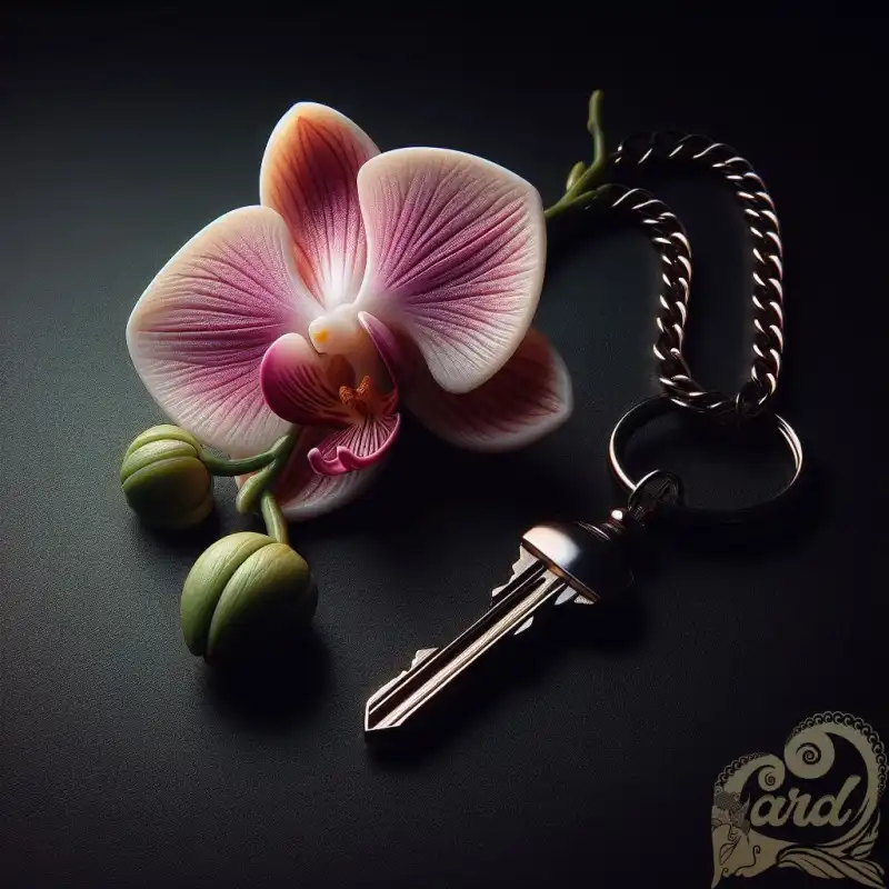 Orchid flower key chain