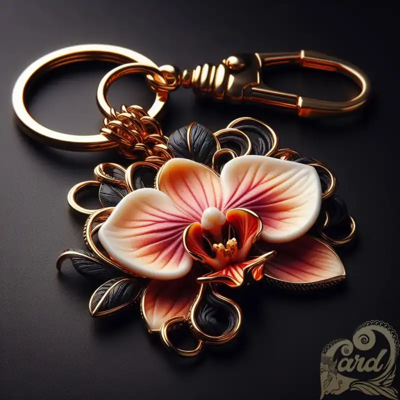 Orchid flower key chain