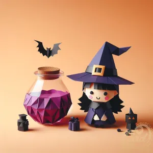 Origami Witch Brewing Potion