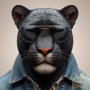 Panther in Denim Jacket