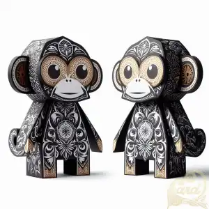 papercraft monkey batik