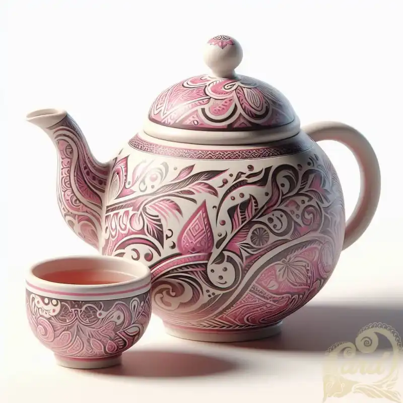 Pink batik teapot 