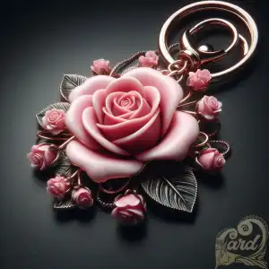 pink rose flower key chain