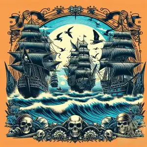 Pirate ship on orange