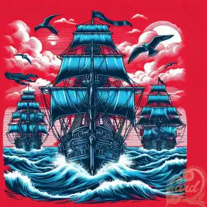 Pirate ship on red
