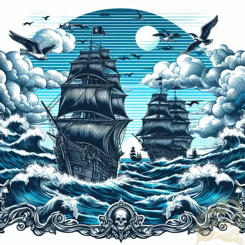 Pirate ship on white