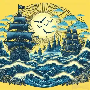Pirate ship on yellow