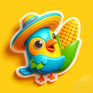 Playful Bird Corn Sticker