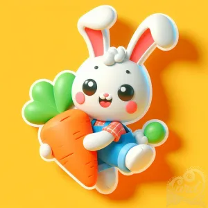 Playful Bunny Carrot Sticker