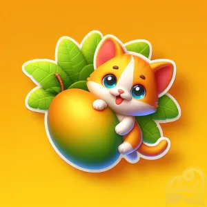 Playful Kitten Mango Sticker
