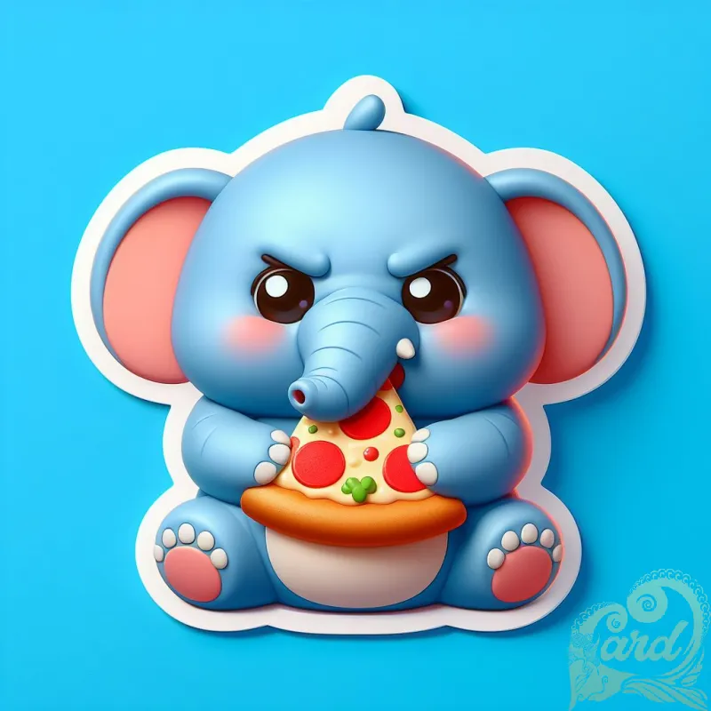 Playful Pizza-Loving Elephant