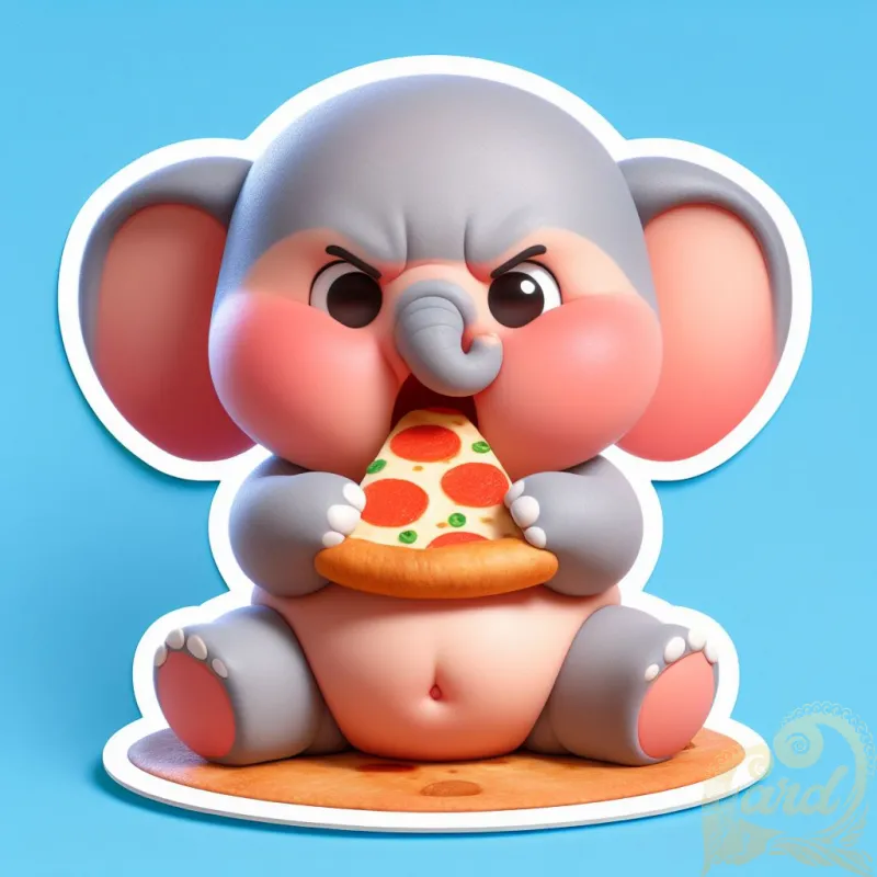 Playful Pizza-Loving Elephant