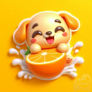 Playful Puppy Orange Sticker