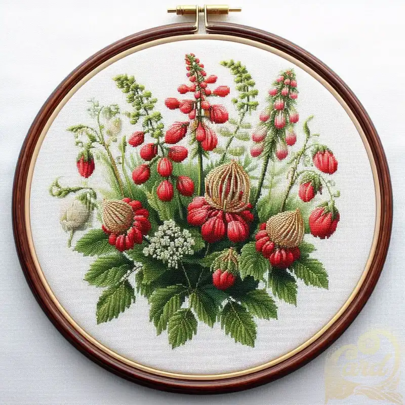 Pouch Plants Embroidery