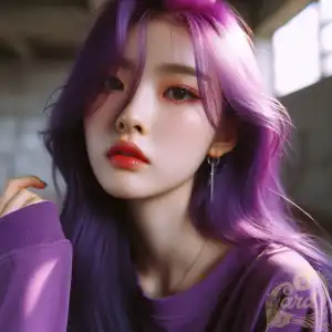 purple hair korean girl